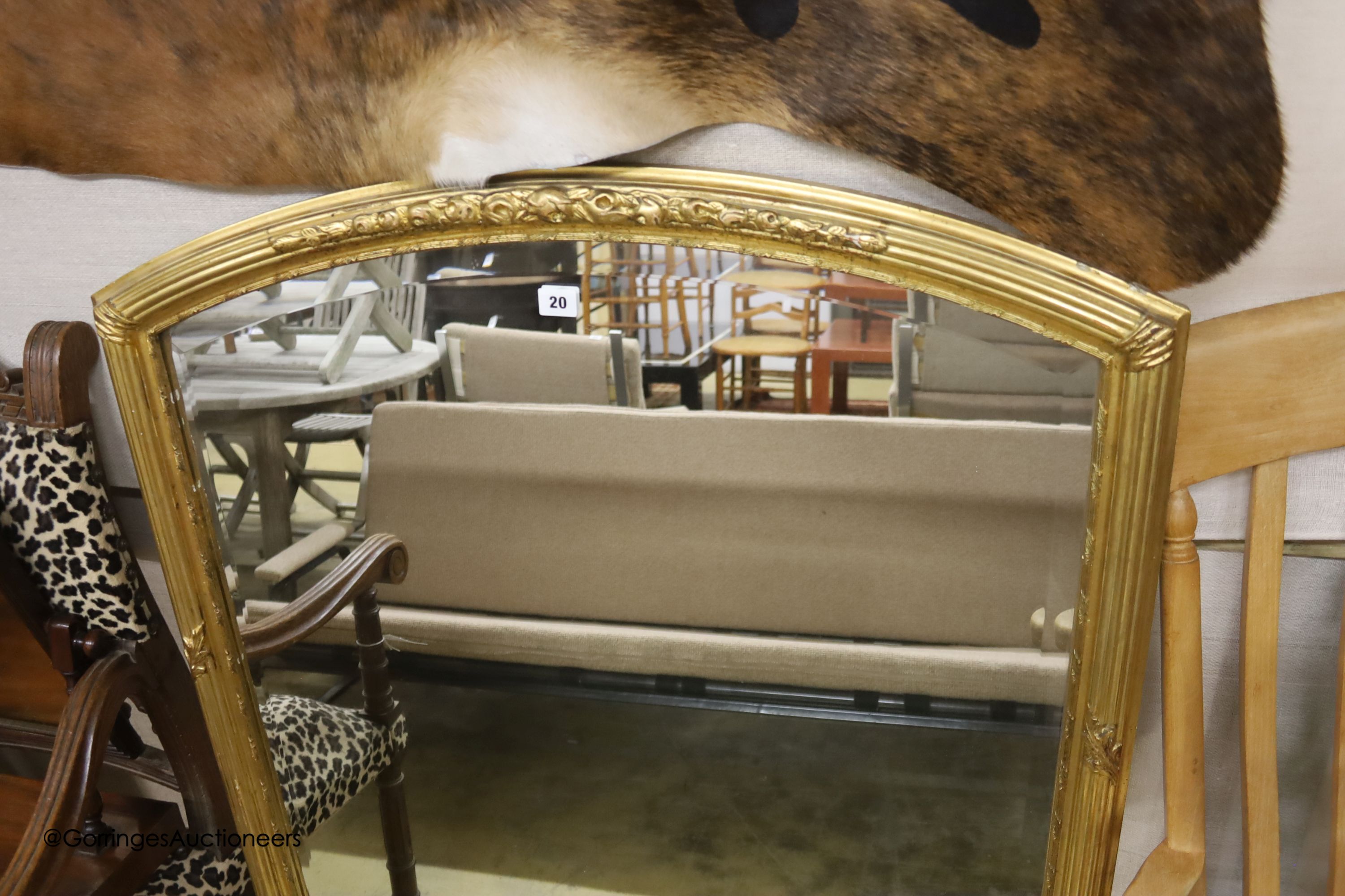 A Victorian giltwood and gesso overmantel mirror, width 92cm, height 129cm